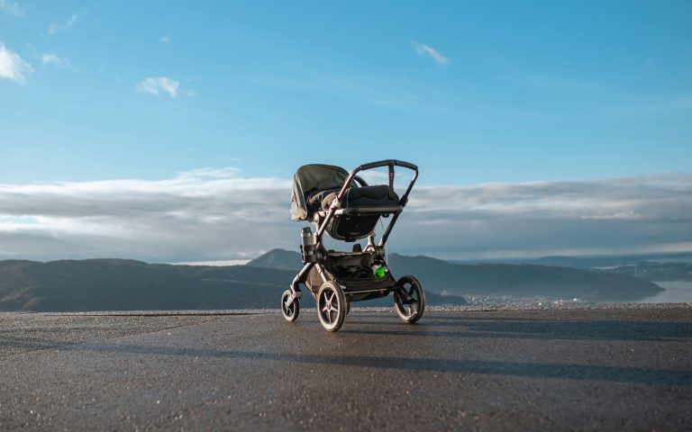 zdjęcie wózka na tle gór