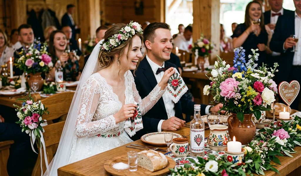 Rustykalne dekoracje weselne, tradycyjne polskie akcenty ślubne